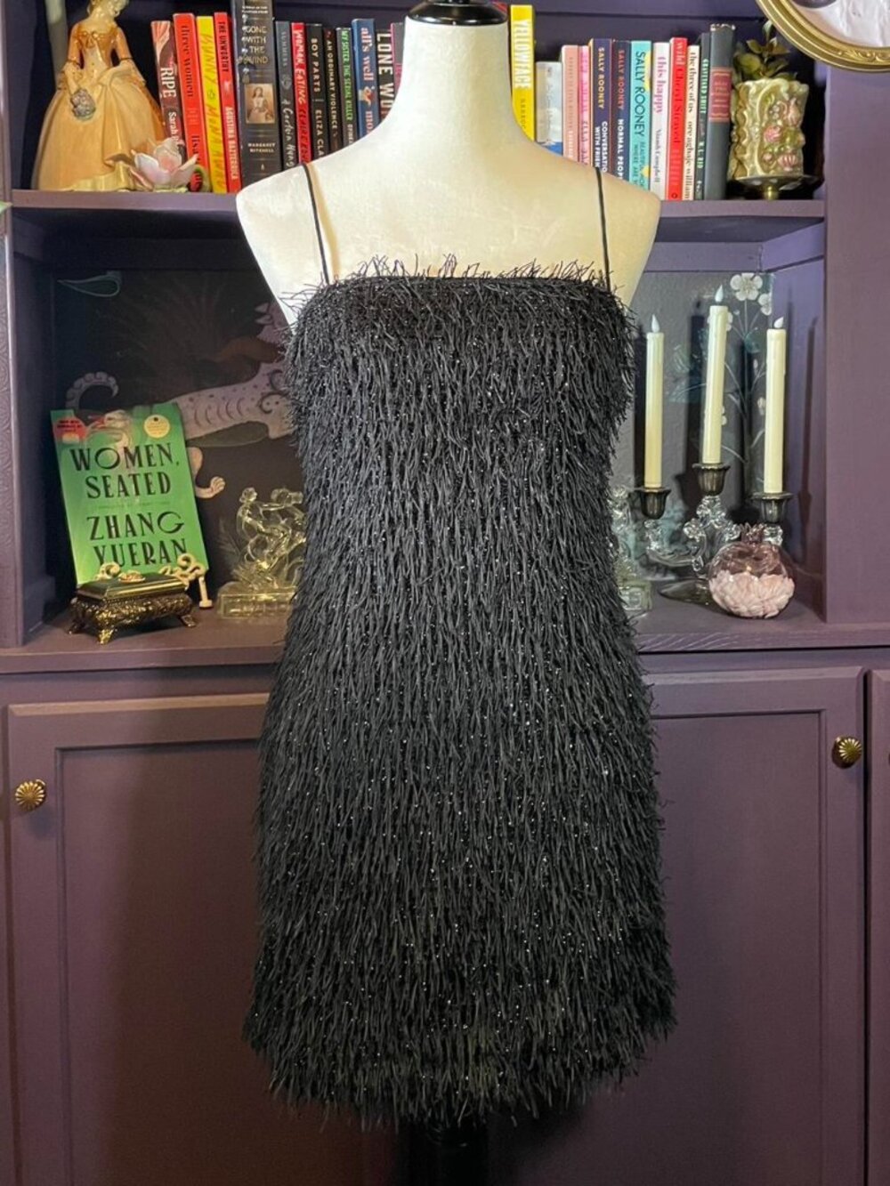 Black fuzzy sparkly mini dress